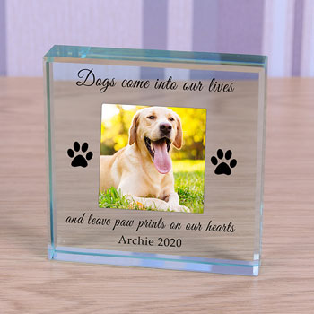 Personalised Glass Photo Upload Dog Memorial Keepsake Gift