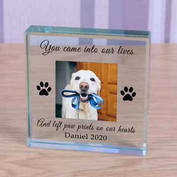 Personalised Glass Pet Photo Keepsake Block Memorial Gift