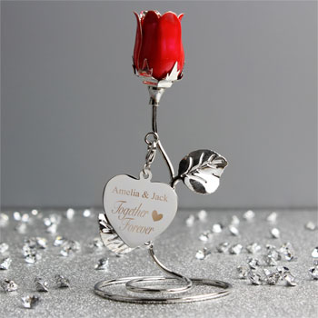 Personalised Together Forever Red Rose Bud Ornament