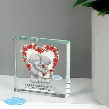 Personalised Tatty Teddy Valentine's Day Large Crystal Token