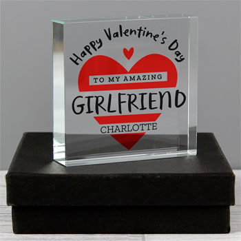 Personalised Valentine's Day Crystal Token Red Heart