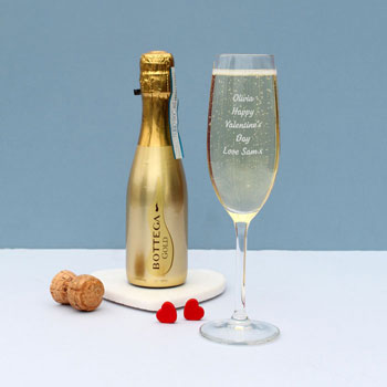 200ml Gold Bottega Prosecco & Personalised Flute Gift Set