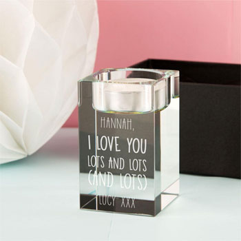 I love you Personalised Glass Tealight Holder