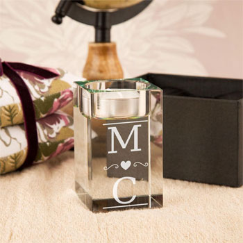 Personalised Couple's Initials Glass Tealight Holder