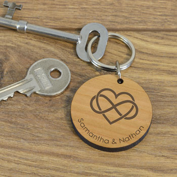Personalised Wooden Key Ring Infinity Romantic Gift