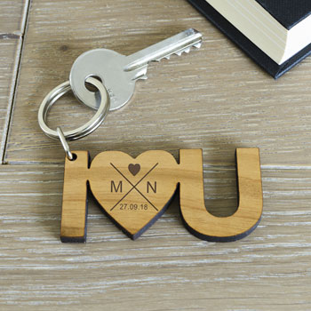 Personalised I Love You Wooden Keyring
