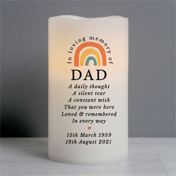 Personalised In Loving Memory Rainbow LED Memorial Candle