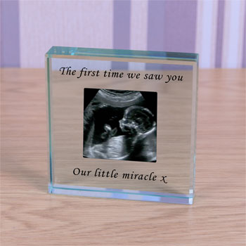 Large Personalised Glass Token Photo Upload Baby Scan