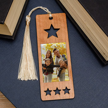 Photo Upload Star Wooden Bookmark