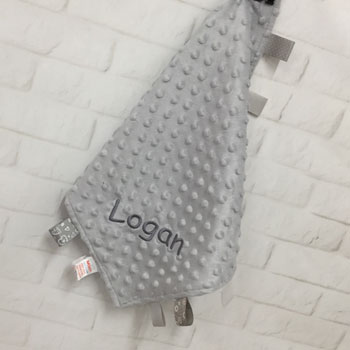 Unisex Taggies Grey Personalised Baby Comforter