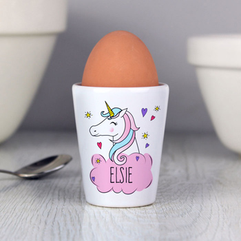 Girl's Personalised Unicorn Ceramic Egg Cup