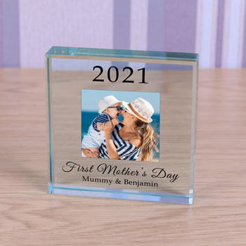 Personalised Glass Block First Mothers Day Year & Message
