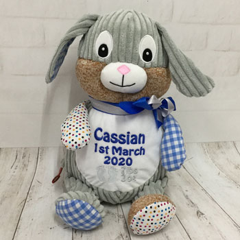 Personalised Cubbies Clovis Brampton Bunny Blue Soft Toy