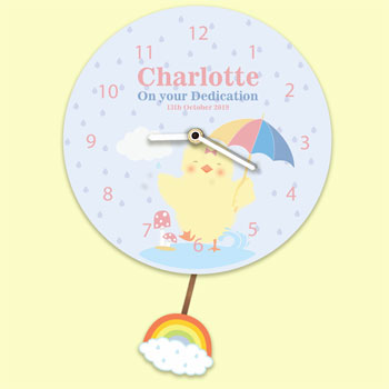 Baby Girl's Personalised Silent Tick Chick Pendulum Clock