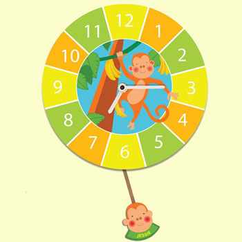 Kid's Customised Monkey Pendulum Silent-Tick Wall Clock