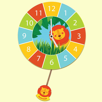 Children's Bespoke Silent-Tick Lion Pendulum Wall Clock