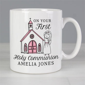 Personalised Girl's First Holy Communion Pink Ceramic Mug