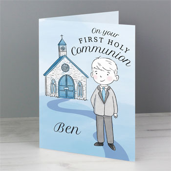 Personalised Boy's First Holy Communion Card