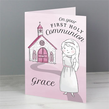 Personalised Girl's First Holy Communion Card