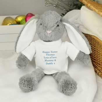 Personalised Easter Bunny Soft Toy - Pink or Blue Font