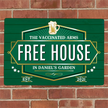 Personalised Free House Green Metal Pub Sign