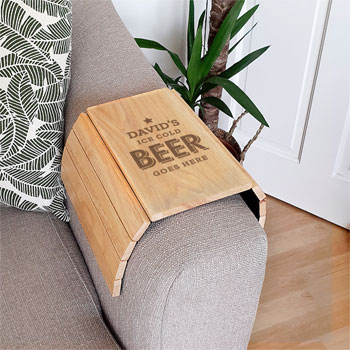 Personalised Beer Goes Here Wooden Sofa Tray