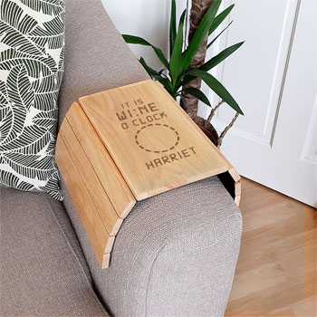 Personalised Its Wine O'Clock Wooden Sofa Tray