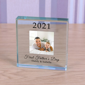 Glass Photo Year Token First Father's Day Keepsake Gift