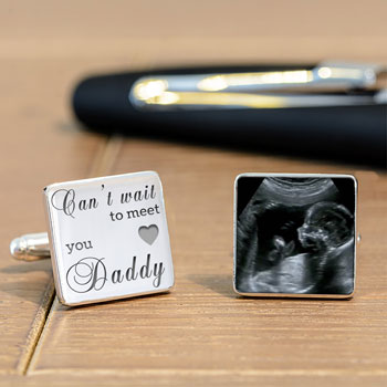Can't Wait To Meet You Daddy Baby Scan Square Cufflinks