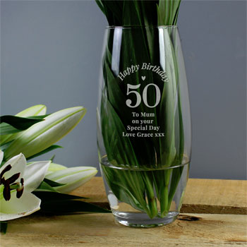 Personalised Happy Birthday Bullet Glass Vase