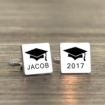 Personalised Graduation Mortar Board Square Cufflinks