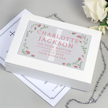 Personalised Floral Wooden Jewellery Box