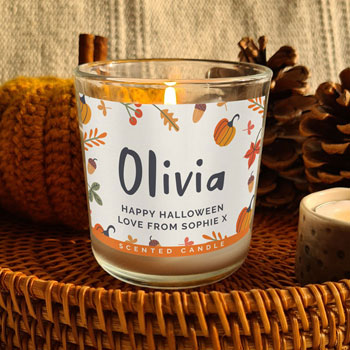 Personalised Pumpkin Halloween Scented Jar Candle