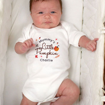 Personalised Little Pumpkin Halloween Baby Vest 0-3 Months