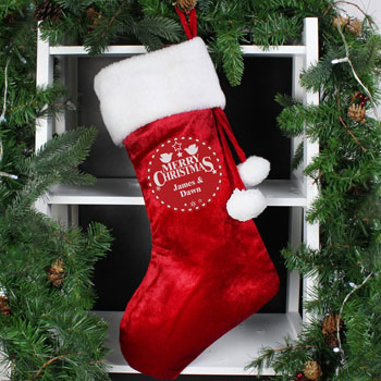 Personalised Christmas Wishes Luxury Red Stocking