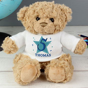 Boy's Personalised Blue Birthday Teddy Bear