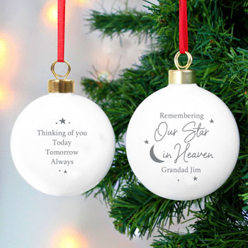 Personalised Our Star In Heaven Memorial Christmas Bauble