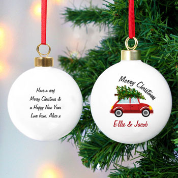 Personalised Driving Home For Christmas Tree Bauble