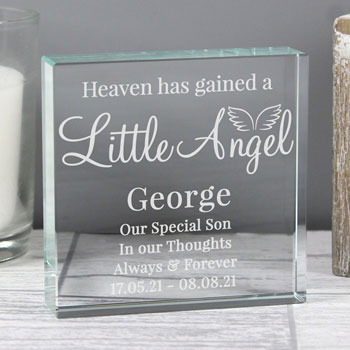 Personalised Little Angel Large Crystal Child Memorial Token