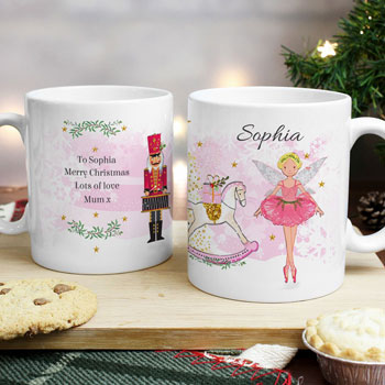 Girl's Personalised Sugar Plum Fairy Ceramic Christmas Mug