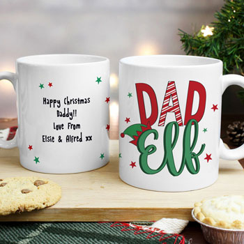 Personalised Dad Elf Ceramic Christmas Mug