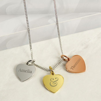 Personalised Couples Gold Rose Gold & Silver Hearts Necklace