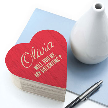 Personalised Will You Be My Valentine Wooden Heart Box
