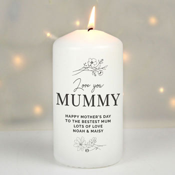 Personalised Floral Pillar Wax Candle