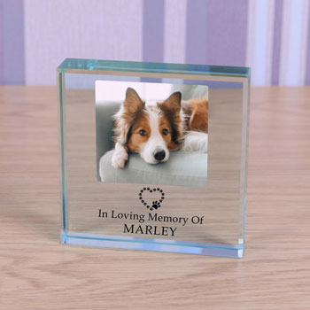 Pet Memorial Glass Photo Block - In Loving Memory Of
