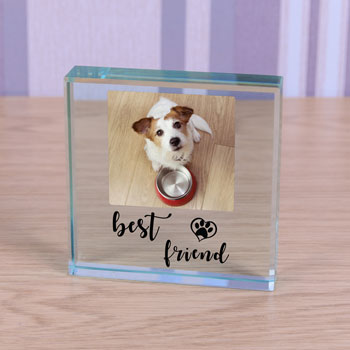 Pet Memorial Glass Photo Block Best Friend