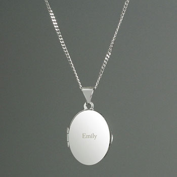 Personalised Sterling Silver Oval Locket Necklace