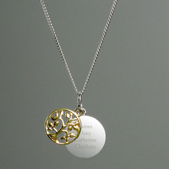 Personalised Sterling Silver & Gold Tree Of Life Necklace