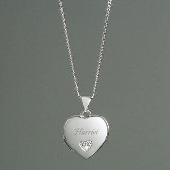 Girls Sterling Silver & Cubic Zirconia Heart Locket Necklace