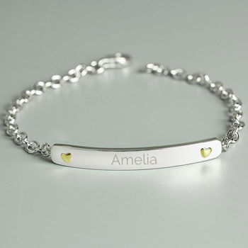 Personalised Sterling Silver and 9ct Gold Bar Bracelet